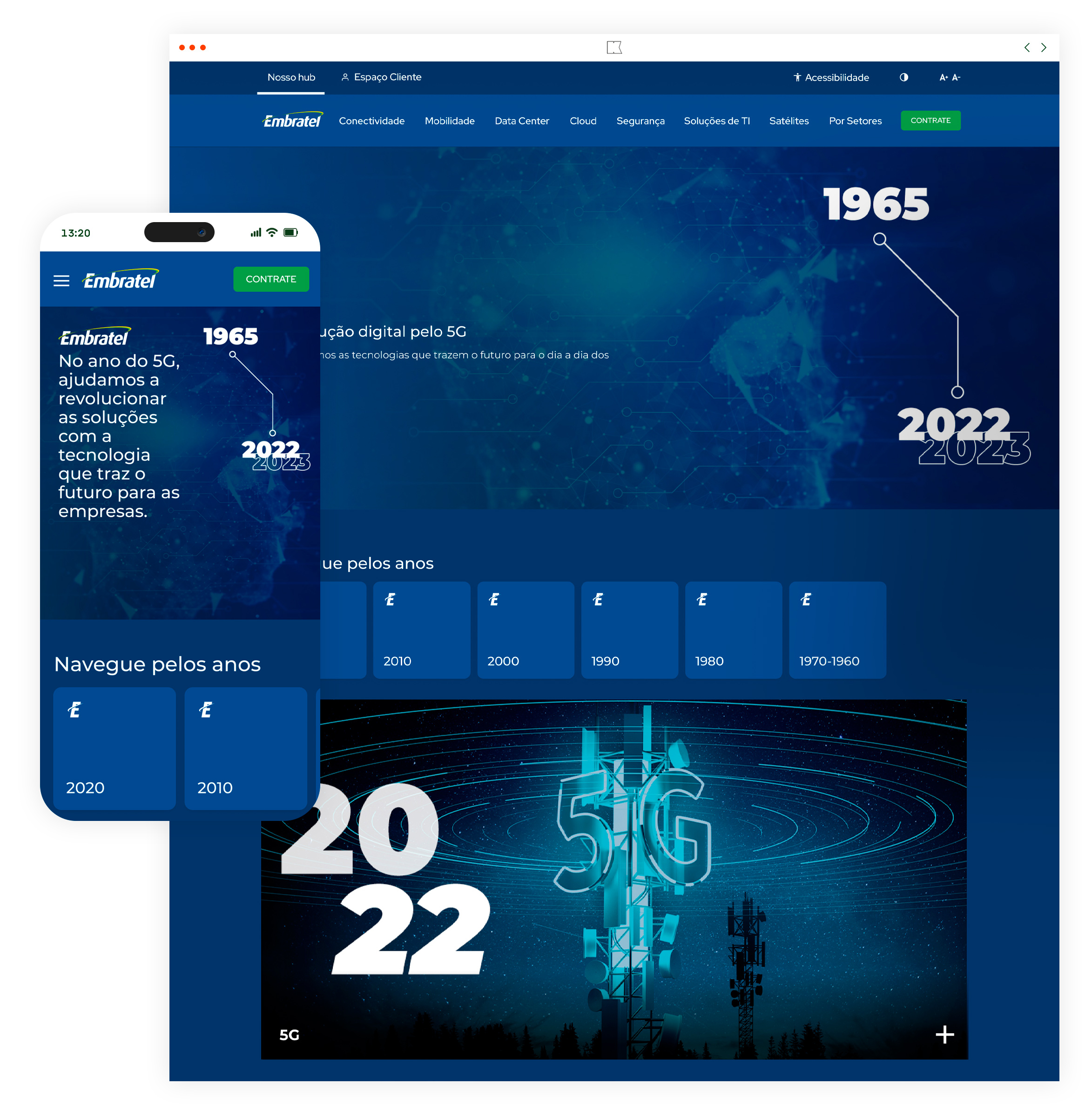 ilustração da Landing page Embratel 57 anos