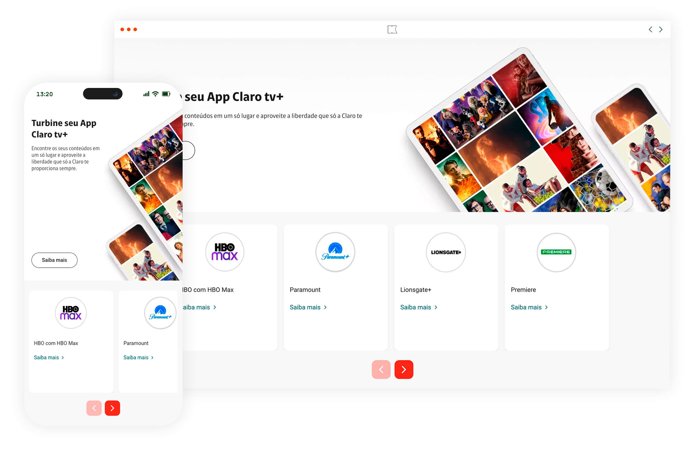 ilustração do layout da página app claro tv mais feito pela koodari