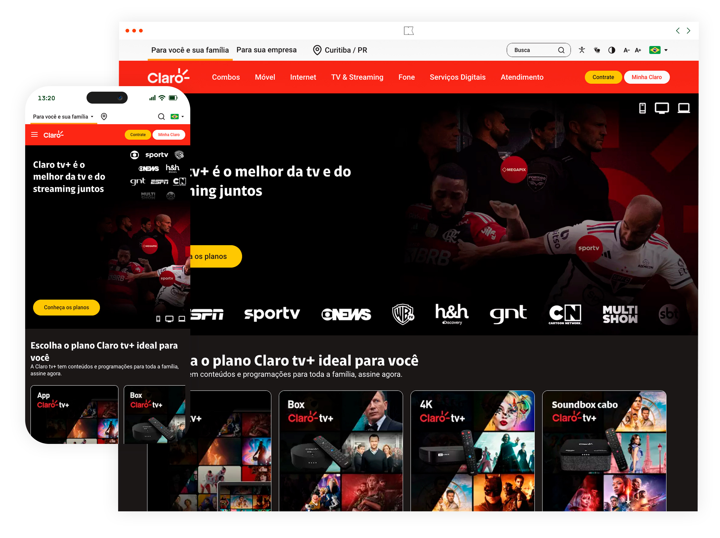 ilustração do layout da página claro tv mais feito pela koodari